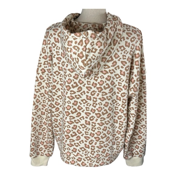 Ugg Women's Beige Kes Leopard Print Fleece Soft Hoodie Size Medium - Picture 3 of 16